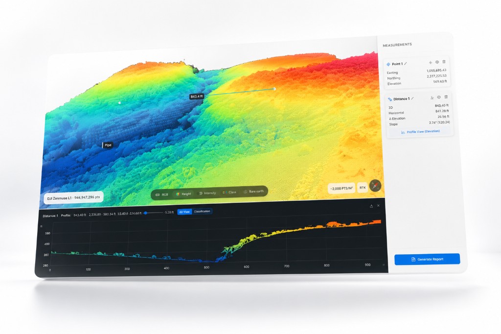 Measuring distances and elevation profiles in the Strix Scan viewer